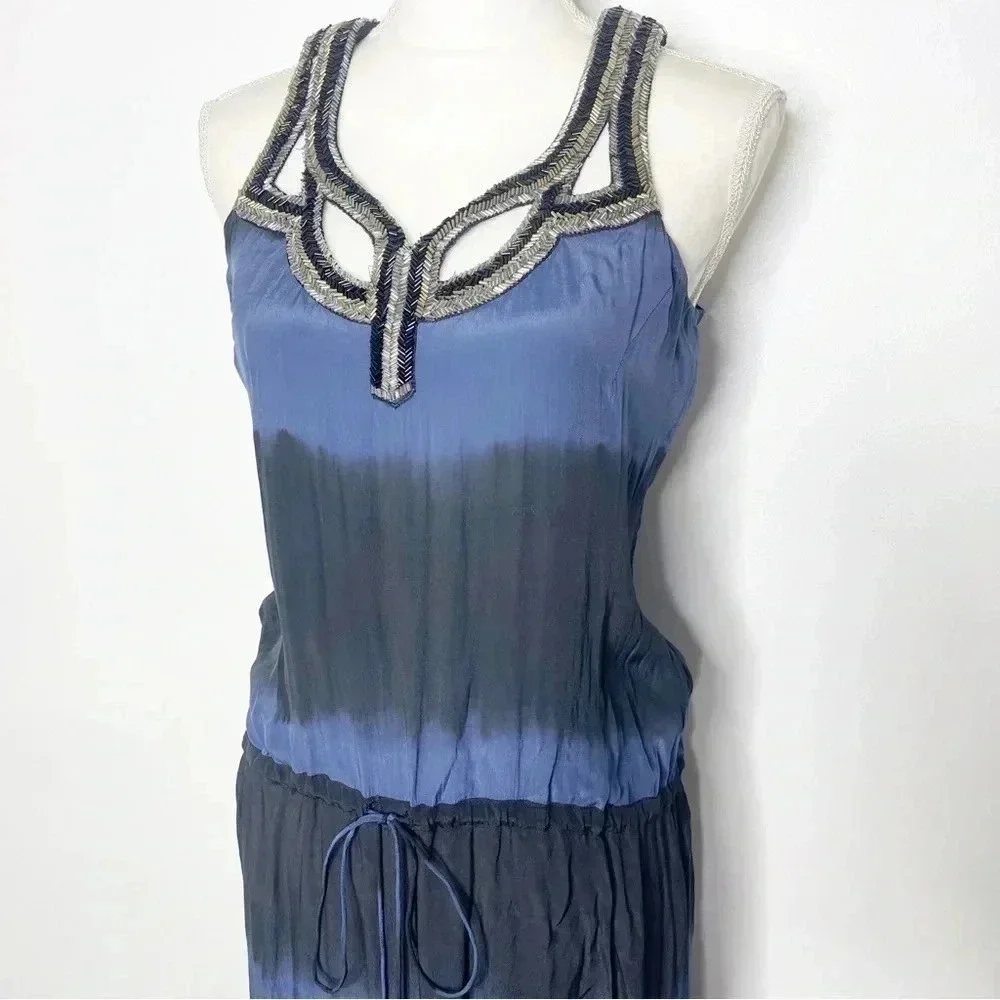 Karina Grimaldi x Revolve Beaded Silk Maxi Dress Size Small